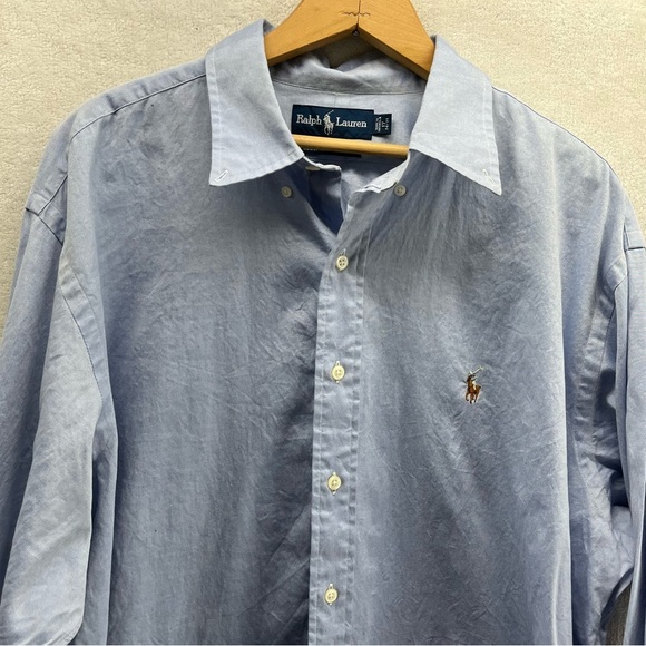 Ralph Lauren Yarmouth Button Down 100% Cotton Oxford Shirt Blue Men's 17-34/35 - Picture 3 of 9